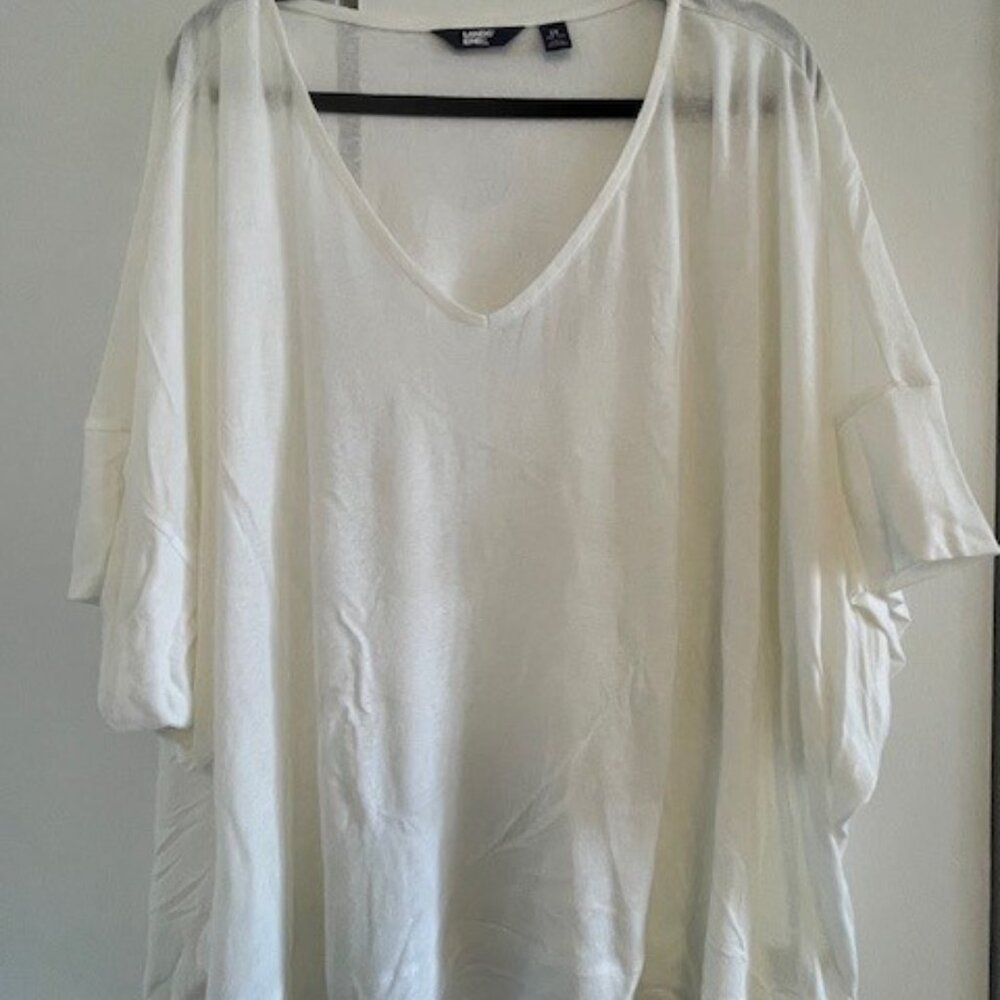 Lands End Oversized White linen T-Shirt